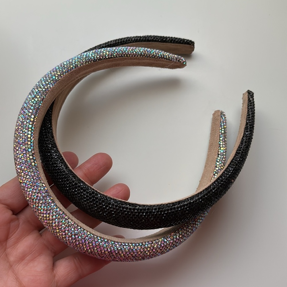 2pcs Rhinestone Headbands Women Sparkly Bling Headbands Black and Multicolor - Picture 6 of 13